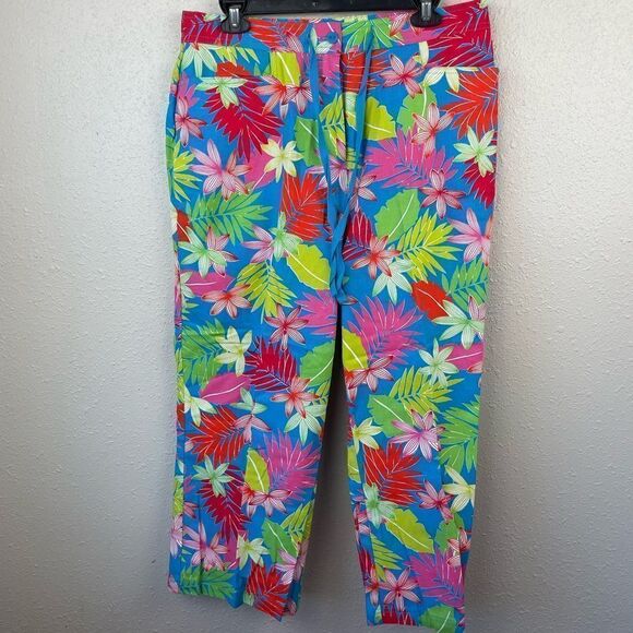 Sag Harbor Sport Floral Cropped Pants Size 16 EUC - Picture 1 of 4